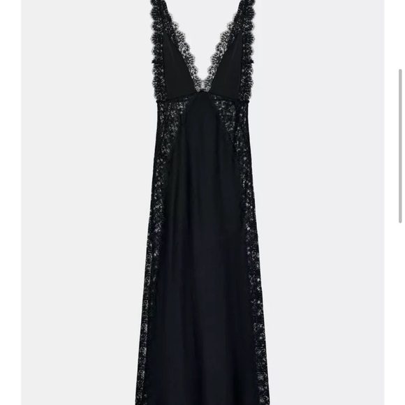lace lingerie style dress zw collection Zara Long Lace Lingerie Style Dress Black Midi ZW Collection Medium 1223/260